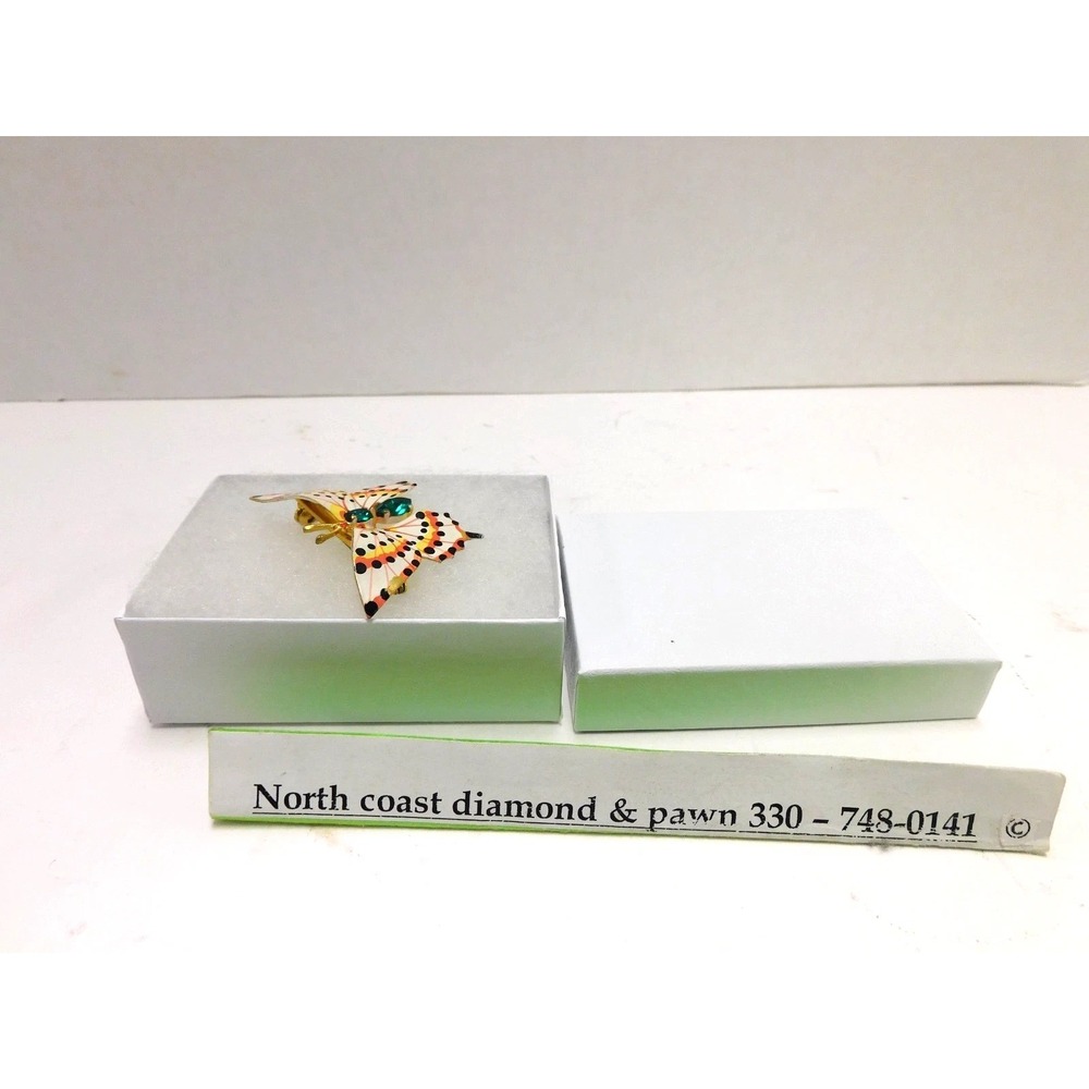 Czech Vintage Hand Painted Enamel Butterfly Pin Brooch DW20
